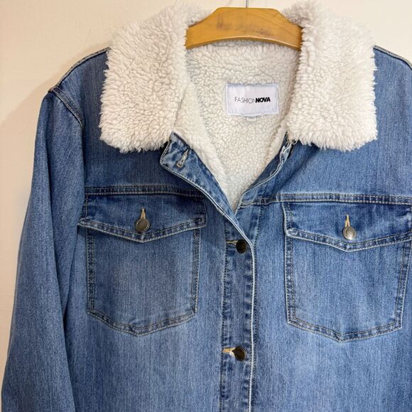 FASHION NOVA jacket | Swept You Off Your Feet Denim Coat | Medium Wash | large - Picture 6 of 14